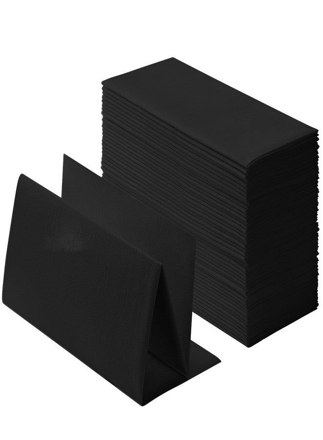 BloominGoods 100-Pack Linen-Feel Black Napkins, 16"x16" Dinner Napkins for Restaurant, Party, Kitchen Or Event, Bookfolded Guest Towel for Bathroom, Guestroom Or Vanity. - Image 1
